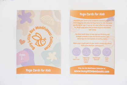 Yoga Cards for Kids, front and back of the deck
